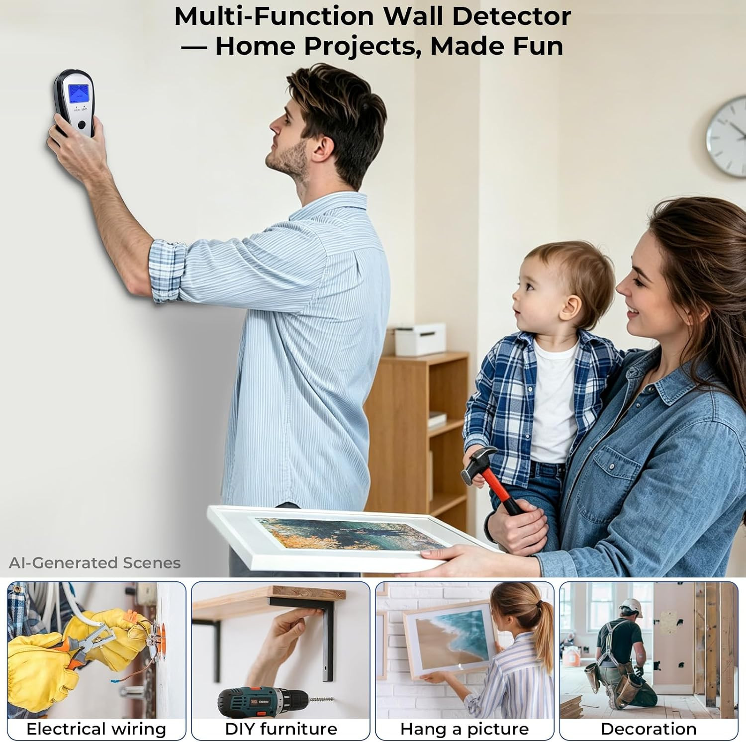 Stud Finder Wall Scanner, Electronic Stud Sensor Detector with LCD Display & Dee