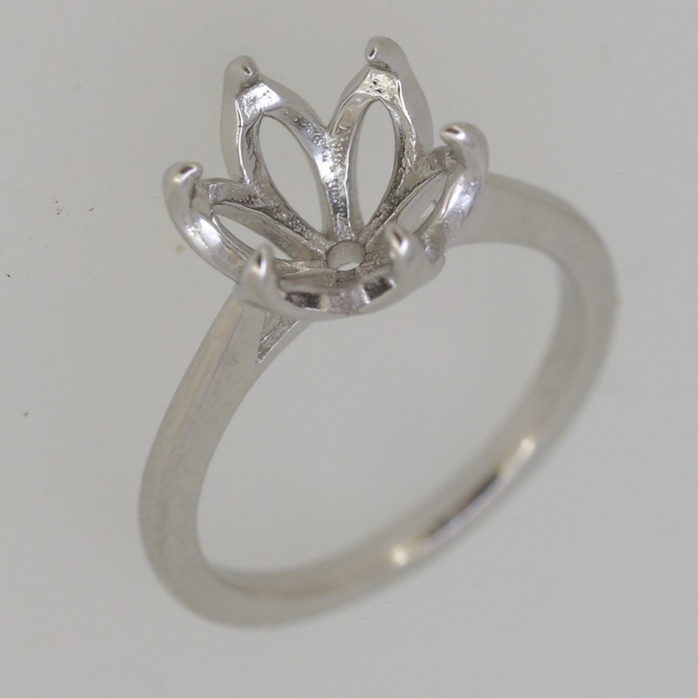 Sterling Silver Semi Mount Ring Setting Round RD 10x10mm Tulip Head w/ 6 Png
