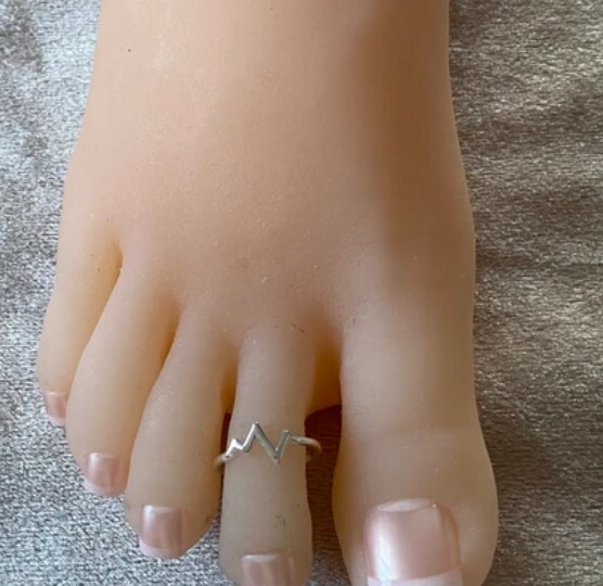 Solid Metal 925 Sterling Silver Women's Adjustable Toe Ring White Gold Plated