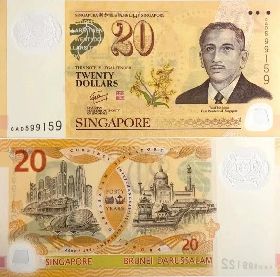 Singapore 20 Dollars 2007 P 53 Comm. Polymer UNC NEW Banknote