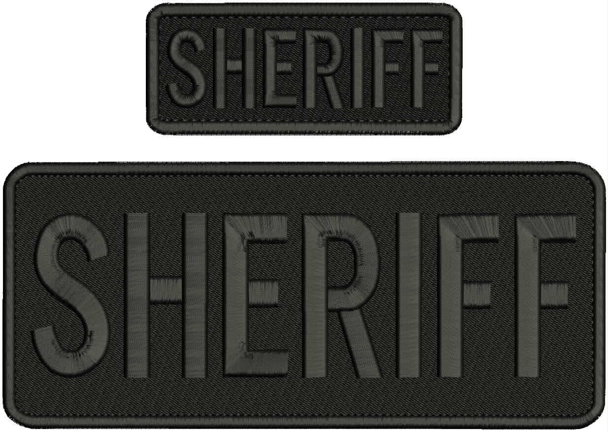 "Sheriff " embroidery patch 4x10 and 2x5 inches hook all black