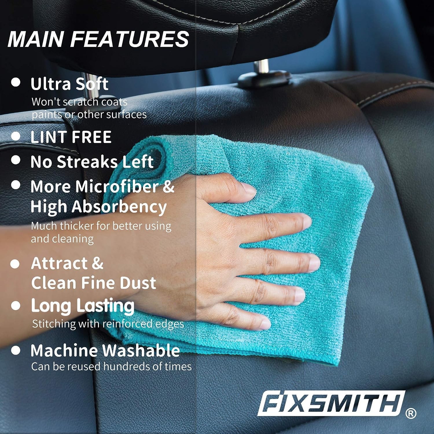 FIXSMITH Microfiber Cleaning Cloth-Pack of 50, Multi-Functional Towels, Size:
