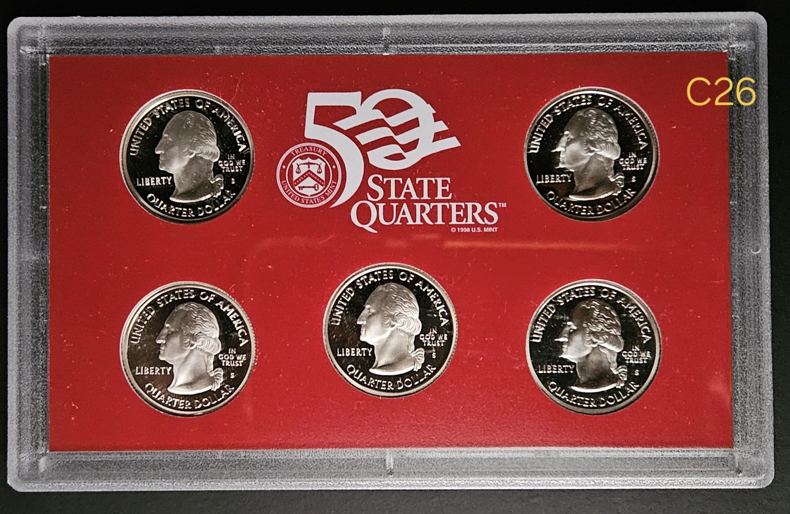 Silver Uncirculated Proof Set, 2004 US Mint State Quarters, Perfect Condition