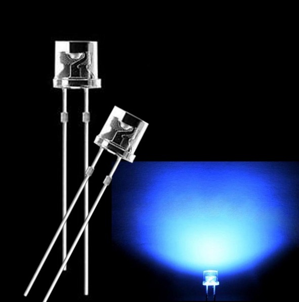20PCS 5MM 2Pin Flat Top Blue LED Wide Angle Flat Head Light Lamp NEW
