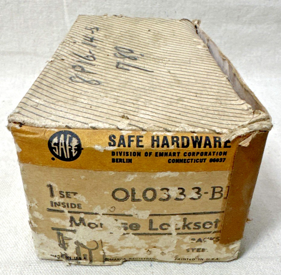NOS Safe Hardware Satin Brass Mortise Door Lockset 333 BP 2-3/8" Vintage
