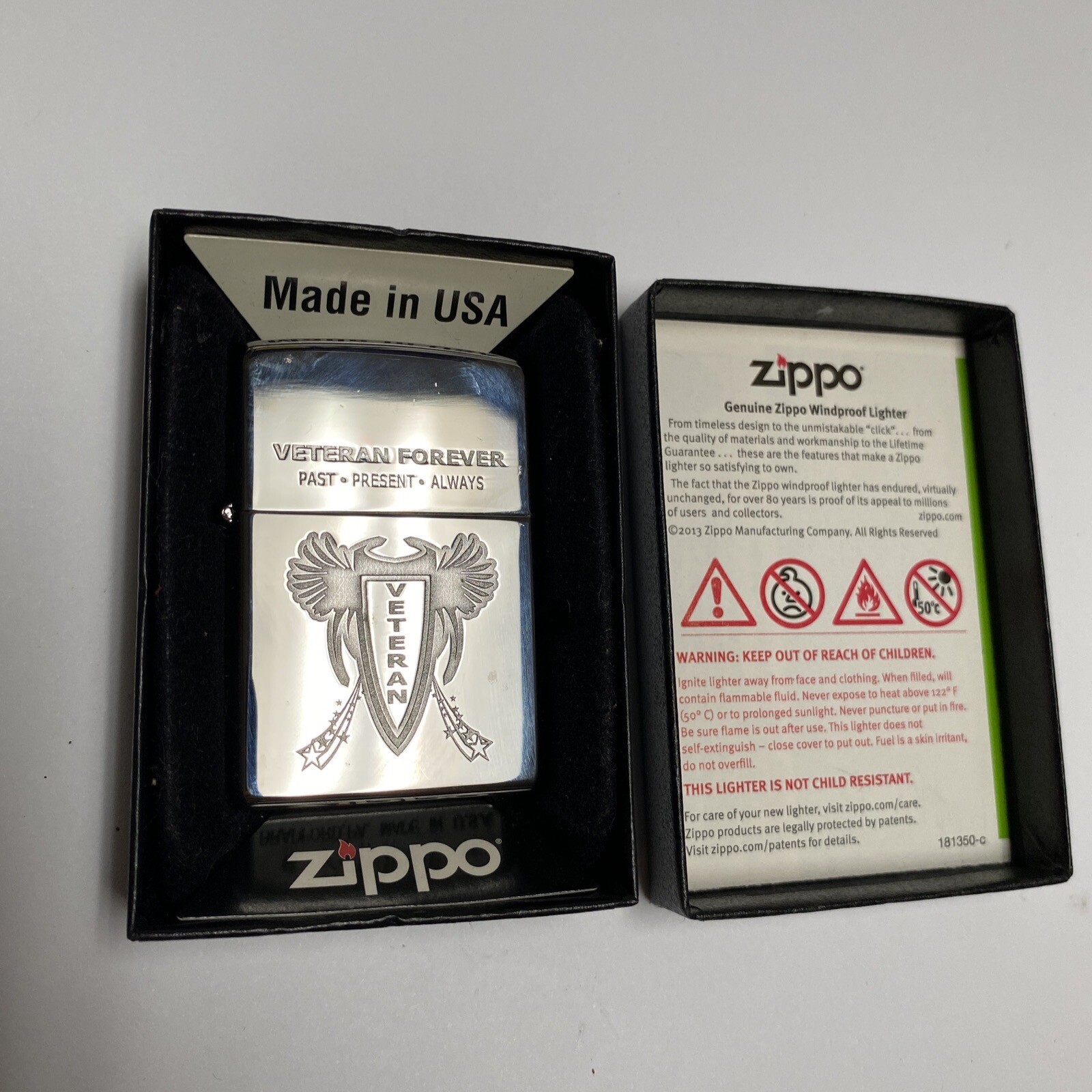 Zippo Lighter Proud to be a Veteran High 28054  Never Struck Sealed Retired