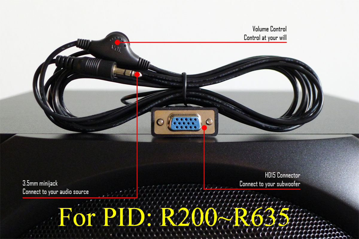 Control Pod Bypass Cable with volume control for Logitech Z 5500 (PID pre 636)