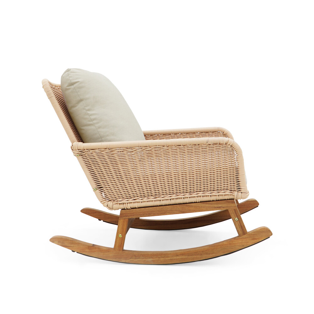 2pcs Wicker Rocking Chair with Soft Polyester Cushions and Durable Wooden Frame