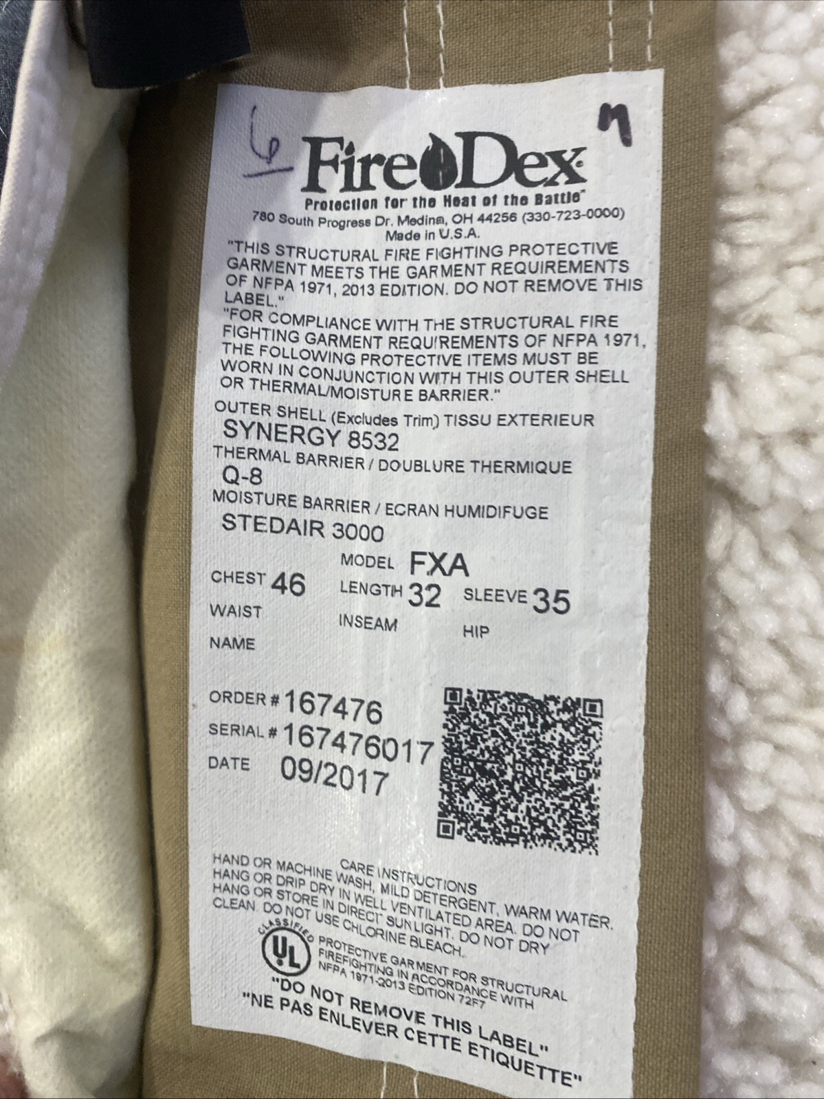 FIRE-DEX 46x32x35 FIREFIGHTER COAT Fire-Dex FXA