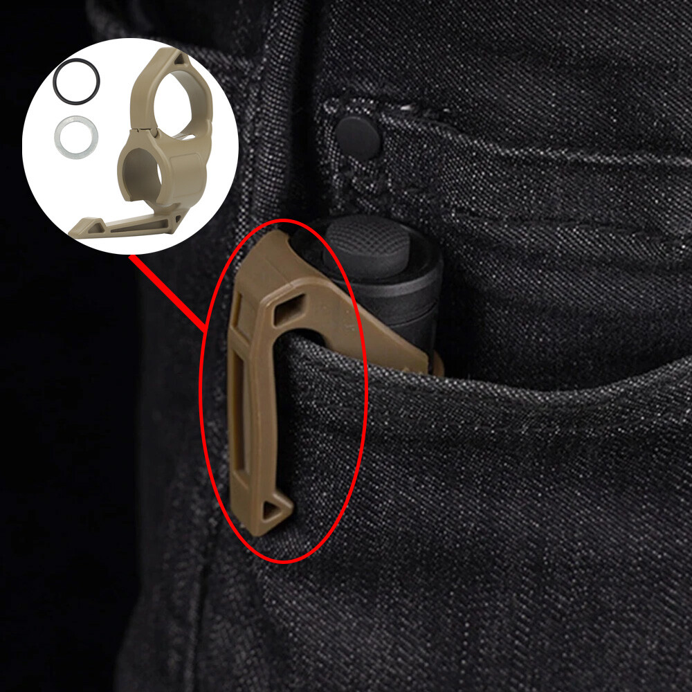 2PCS Portable Flashlight Holder Lightweight Tactical Flashlight Ring Pocket Clip