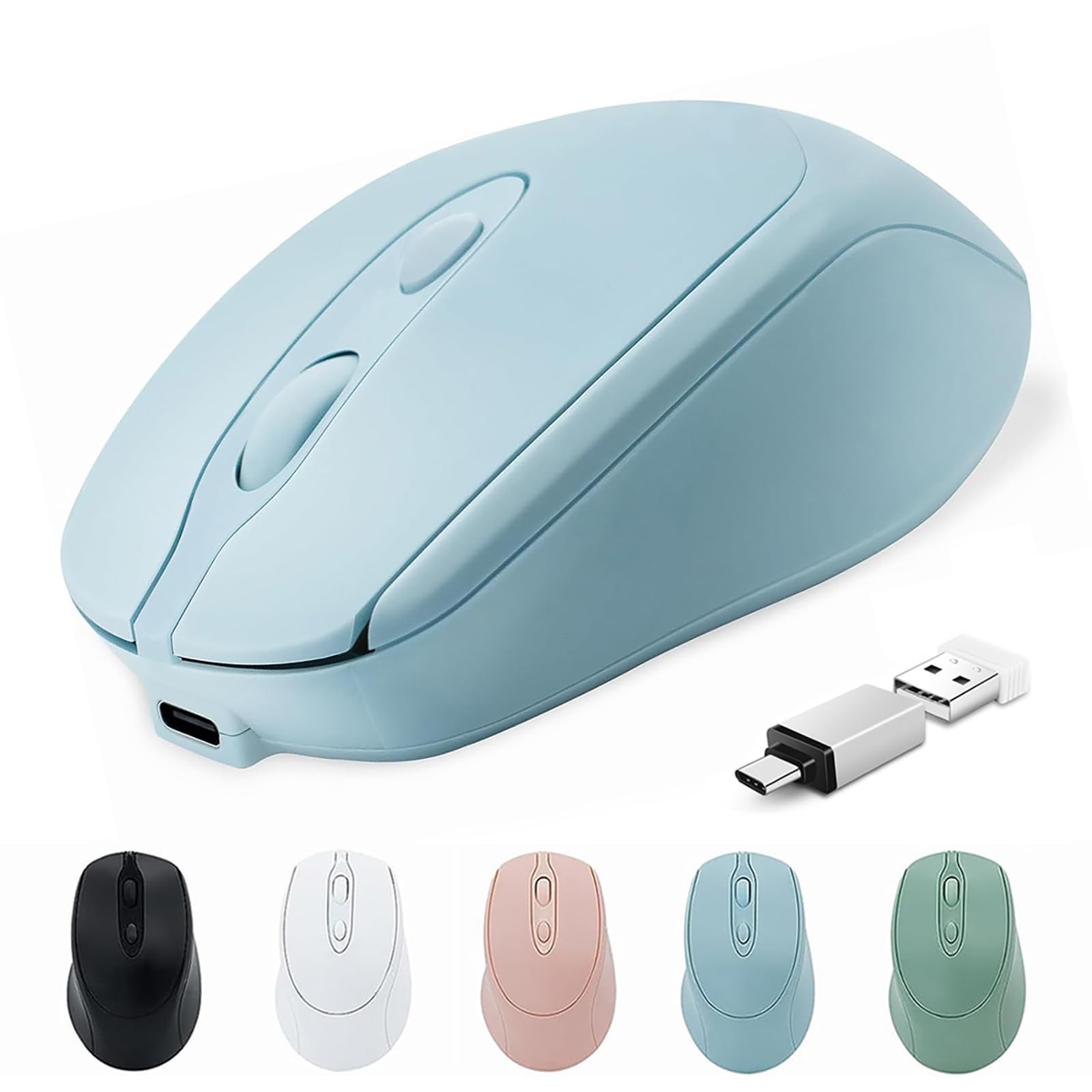 Quntee Wireless Bluetooth Mouse USBC for MacBook Air Laptop, USB C Blue
