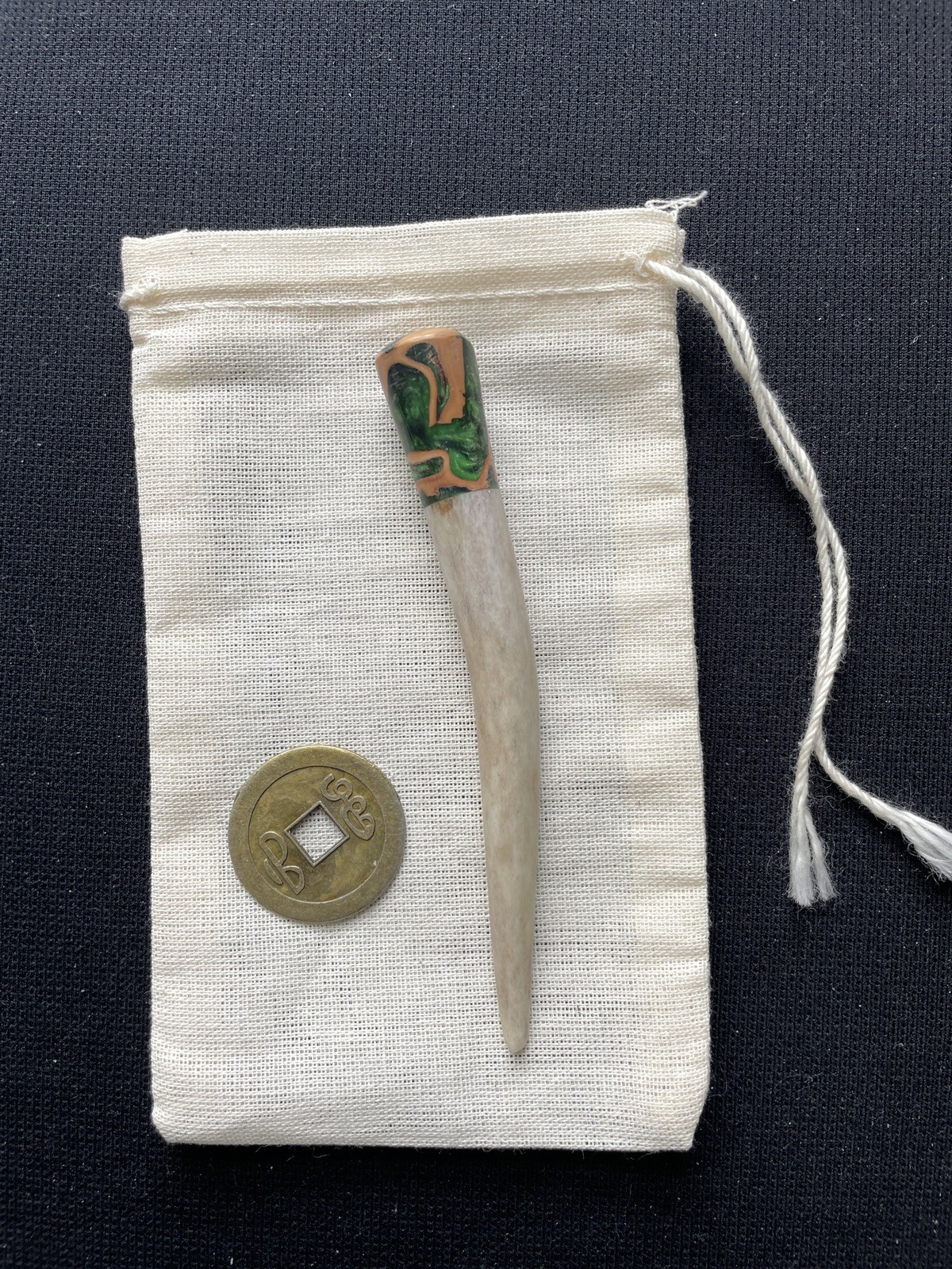 OOAK Artisan Single Prong Divot Tool - Whitetail Deer Antler Tine- Epoxy Resin