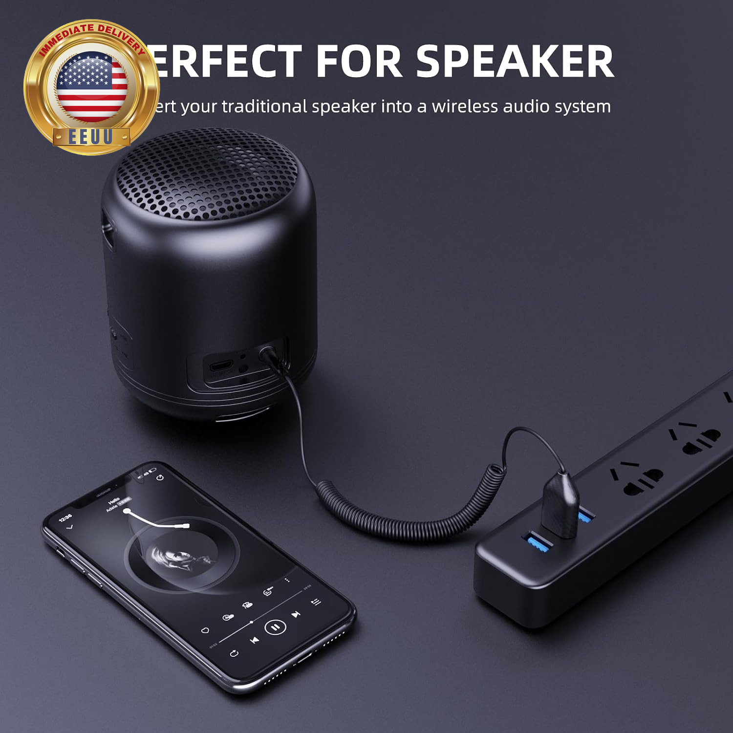 Aux to Bluetooth 5.2 Adapter 3.5Mm Bluetooth Receiver with Built-In Microphone A