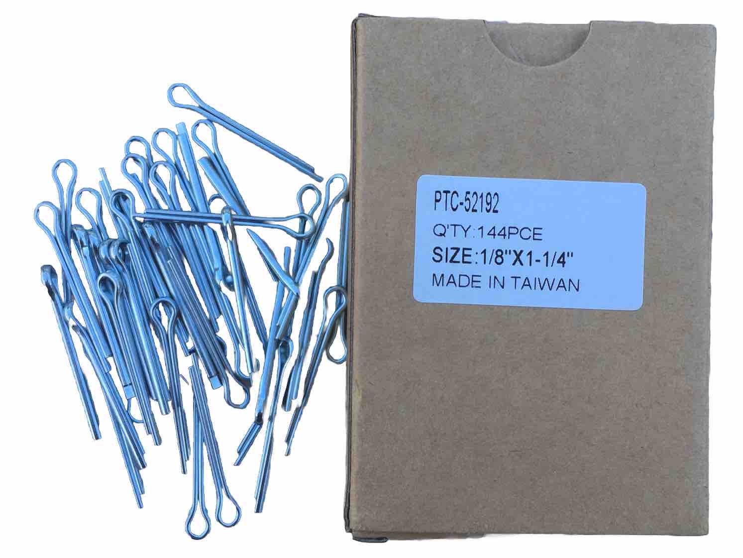 144 pc 1/8” X 1-1/4” Extended Prong Split Cotter Pins