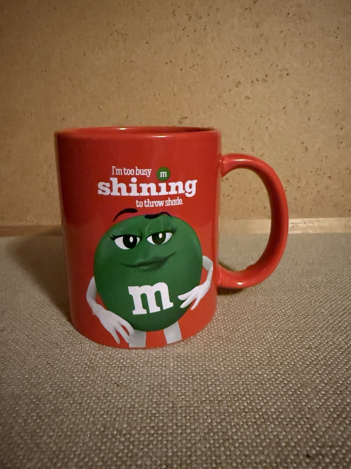 M&M's Green Character Red Mug Original 2024 Candy & Nuts Theme