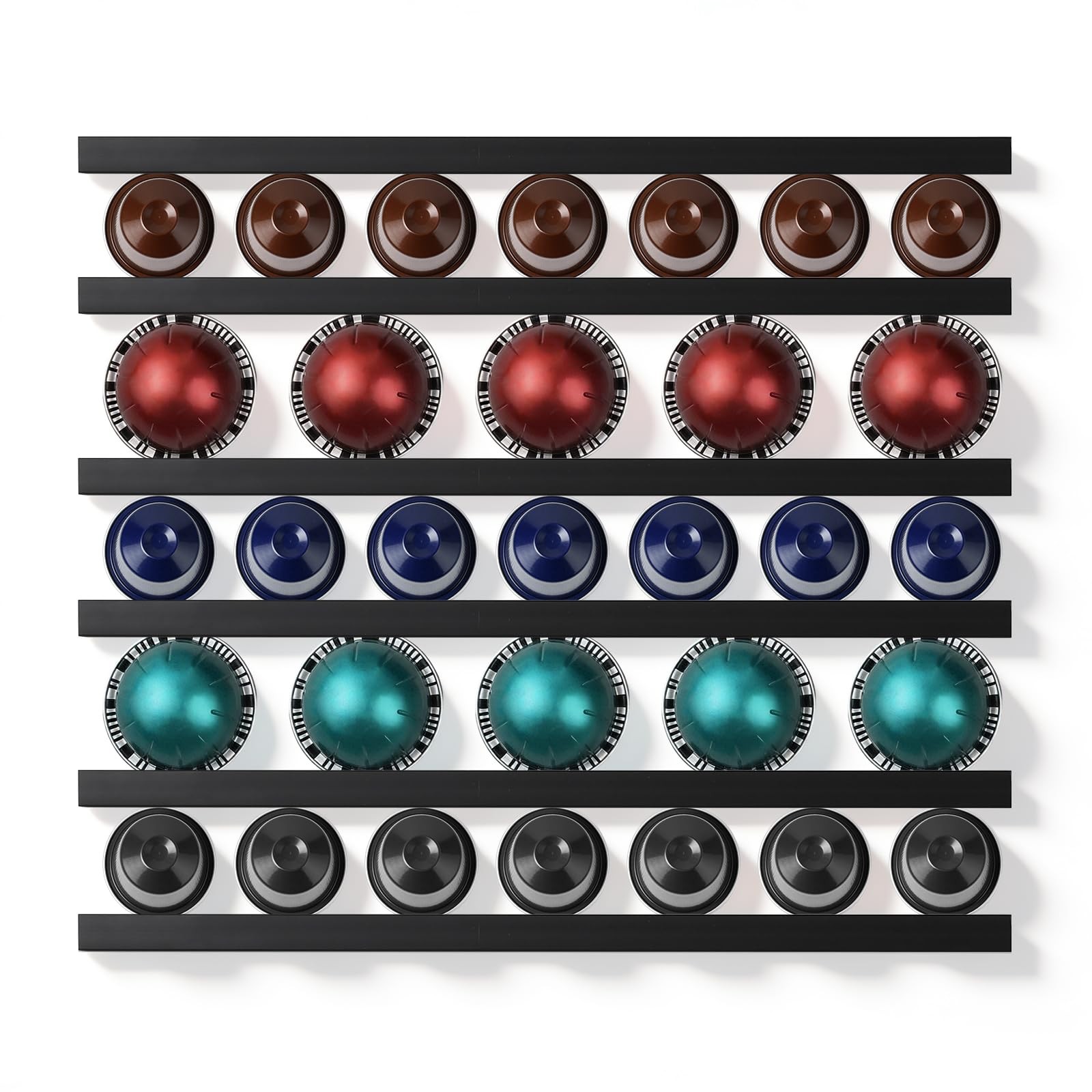 Coffee Pod Holder Wall Mount - 6 Pack Organizer Storage with Strong Adhesive ...
