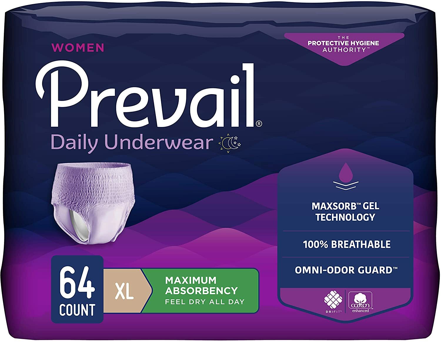 Prevail for Women Moderate Adult Absorbent Underwear X-Large Case of 64