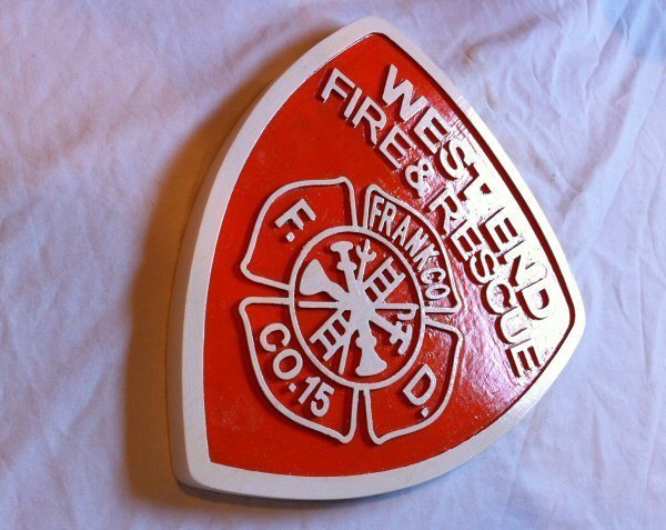 Fire Department Frank County 3D routed wood patch plaque sign Custom carved