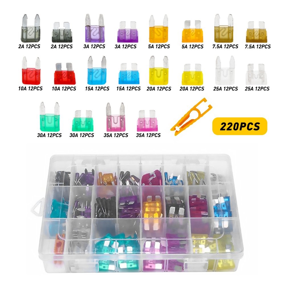 220 Pcs Car Fuse Blade Assorted Assortment Kit Set Blade Auto Truck Automotive