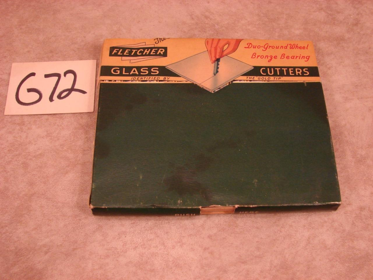 G72 12 VINTAGE FLETCHER GLASS CUTTERS AND STORE DISPLAY ORIGINAL PACKAGING NOS
