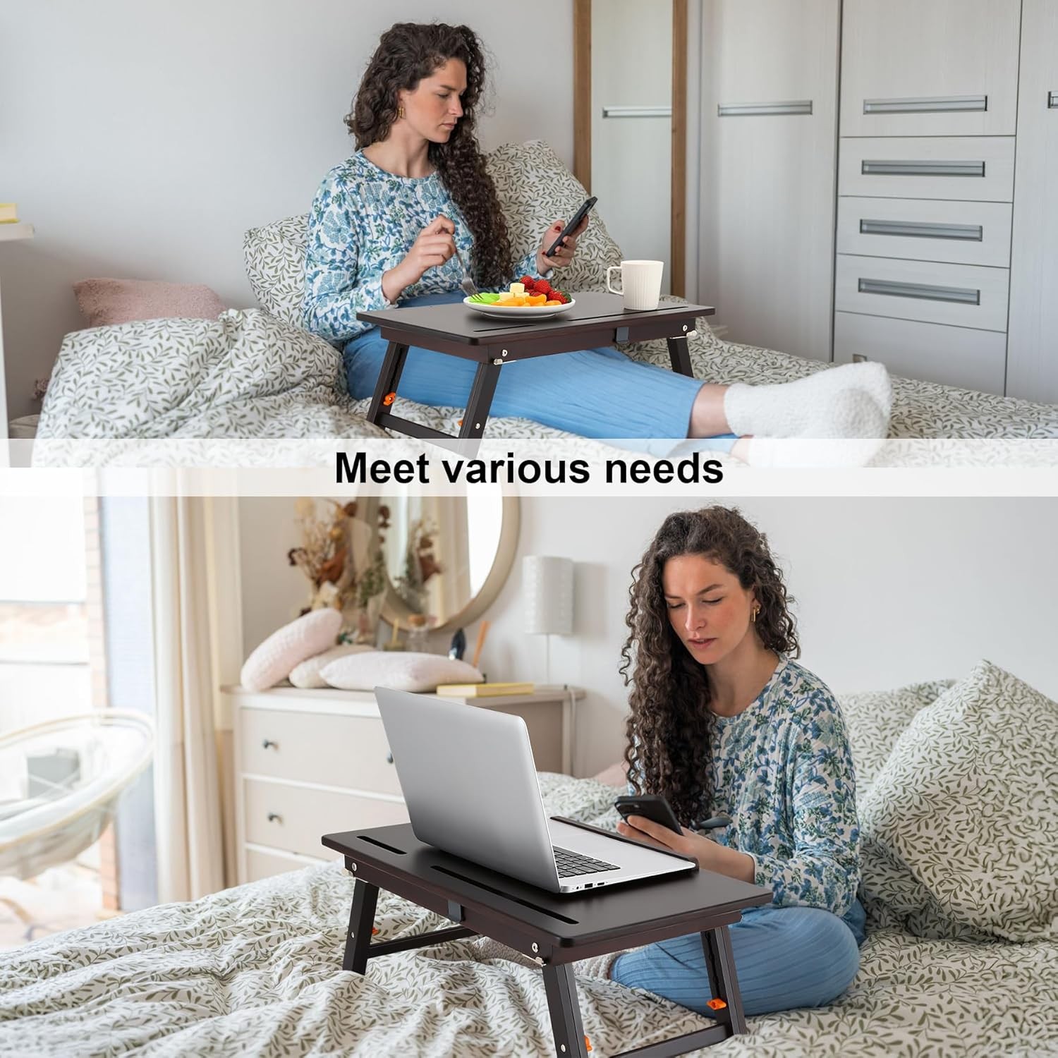 Drawing Table Foldable Drafting Desk W/ Adjustable Height & Angle Bamboo Drawing