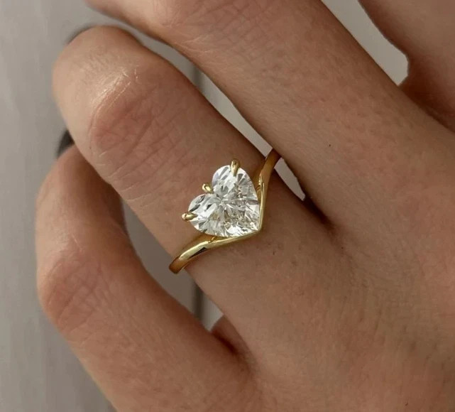 Moissanite 3.30 Ct Heart Cut Prong Setting Engagement Wedding Ring