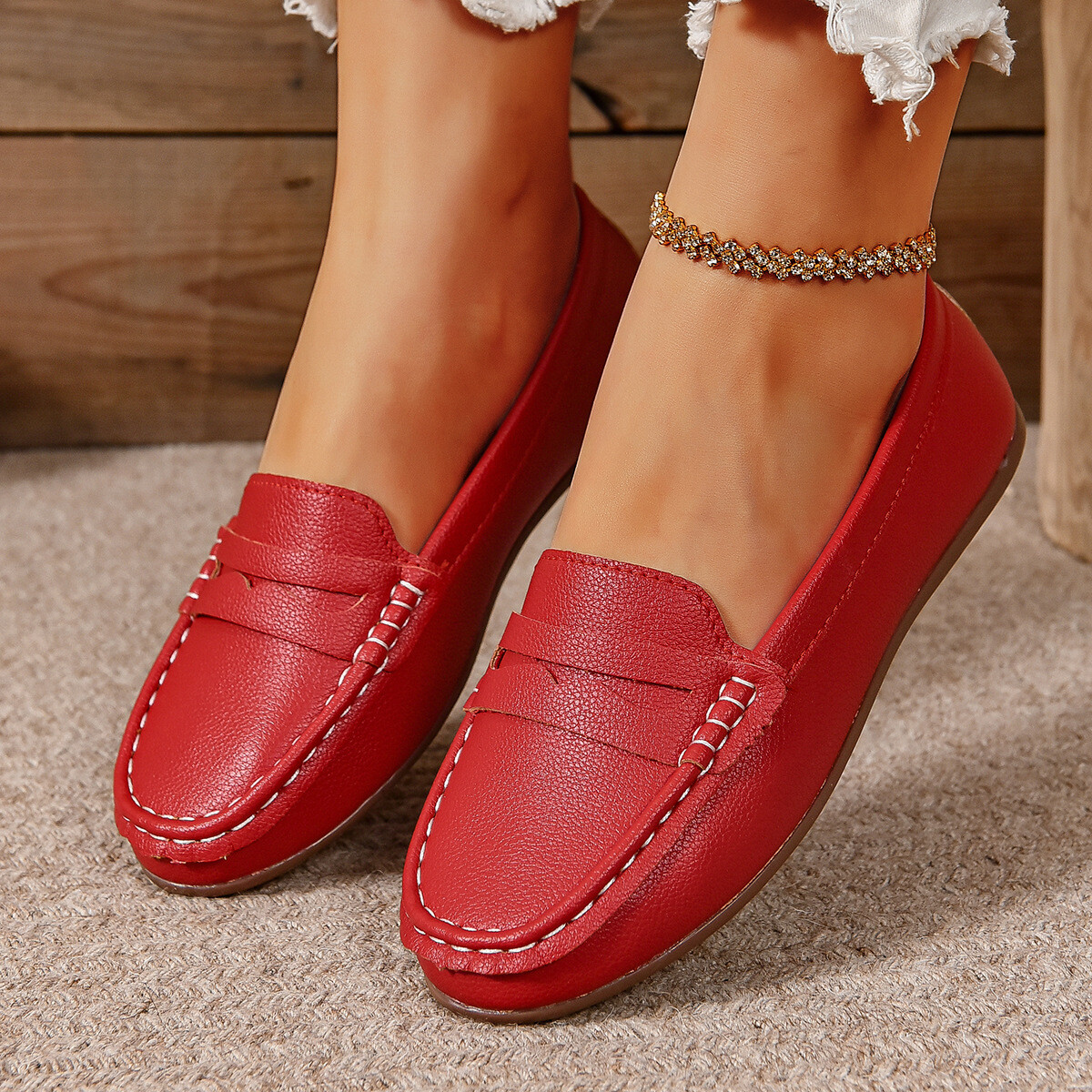 Women Pumps Oxford Slip On Loafers Round Toe Casual Flats Shoes Walking Size