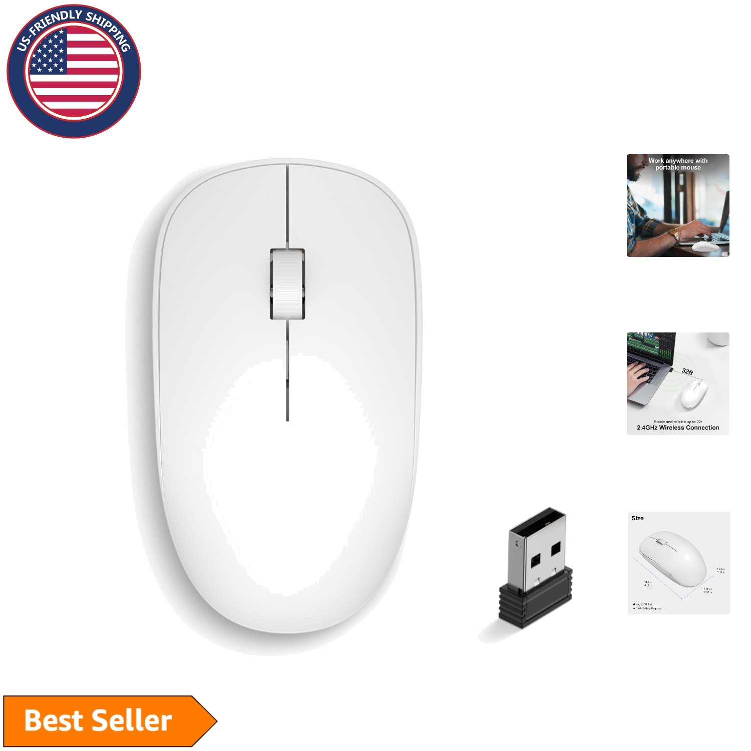 Quiet Optical Wireless Mouse with Long Battery Life - Ideal for Work & Study