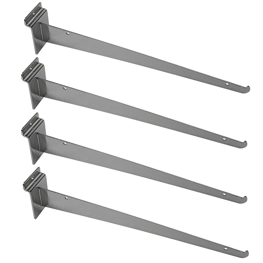 10Pc 14" Chrome Glass Slatwall Shelf Bracket Retail Display Fixture Metal Hanger