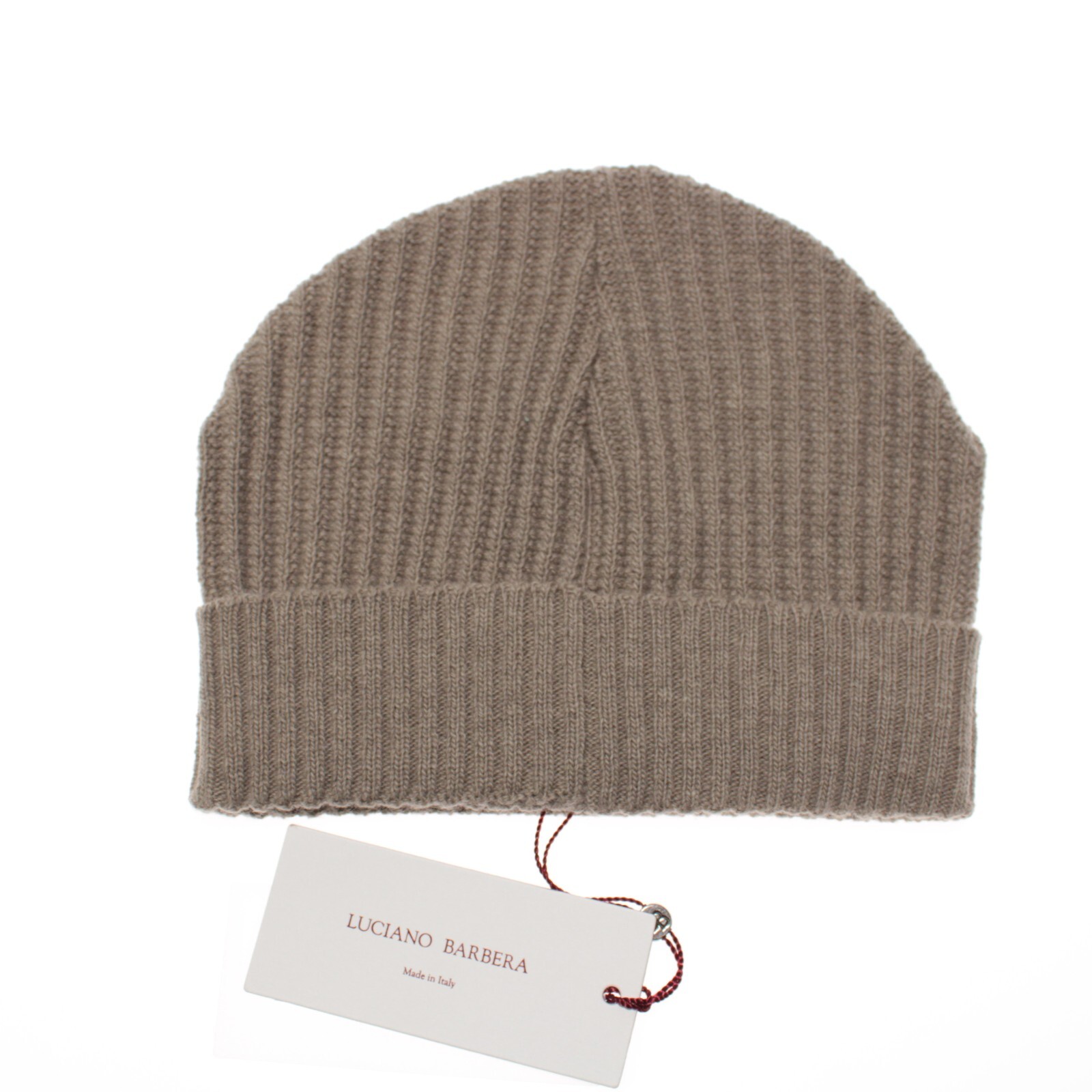 Luciano Barbera NWT 100% Wool Knit Beanie Hat One Size in Solid Tan Beige