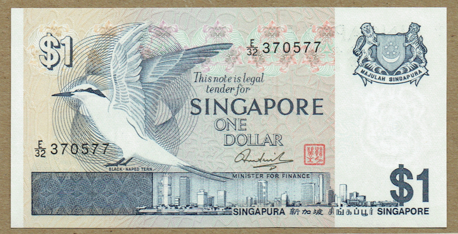 SINGAPORE ND(1976) $5 & $1 (PICK#10 & 9) CH CU