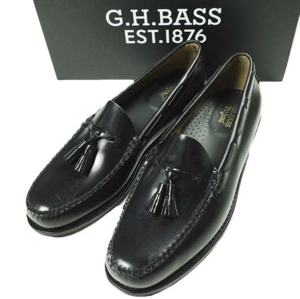 G.H. BASS Larkin Tassel Loafer Leather Sole US10.5 Black