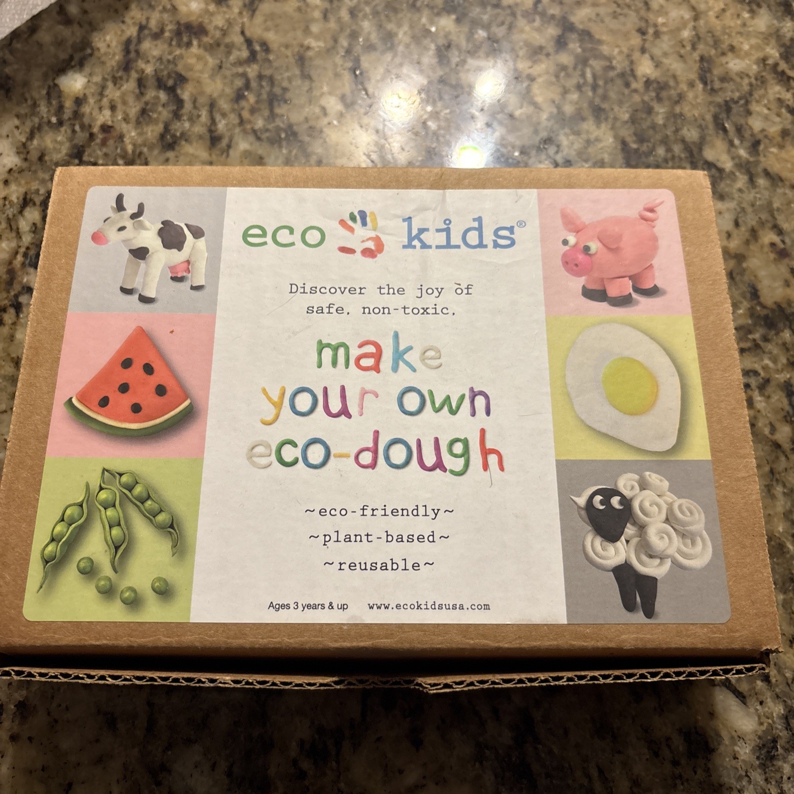 Eco Kids Eco-Dough Natural Playing Dough 3 Pack Yellow Green White Set NEW