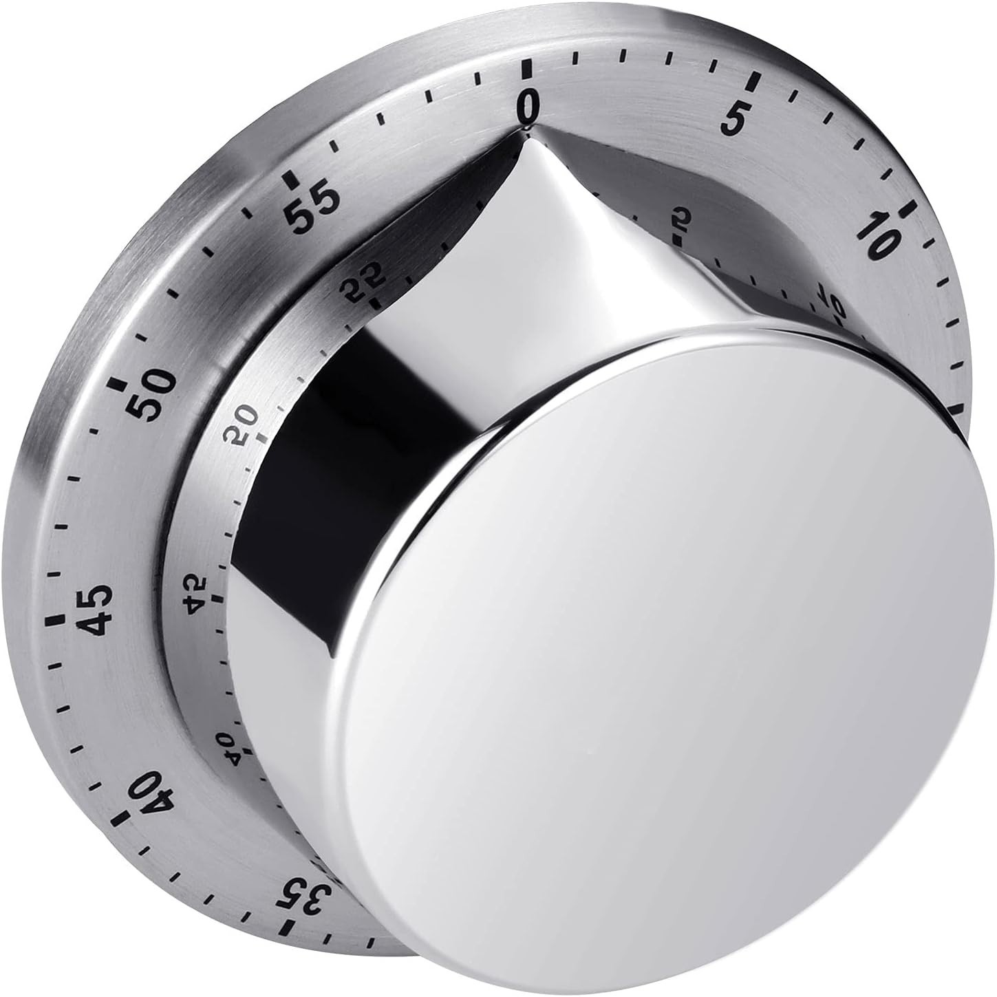 Magnetic Mechanical Kitchen Timer - Waterproof & Corrosion-Resistant - Silver
