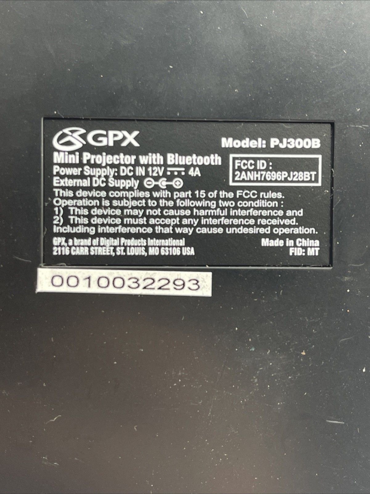 GPX Mini Projector PJ300B With Bluetooth - BLACK Open Box