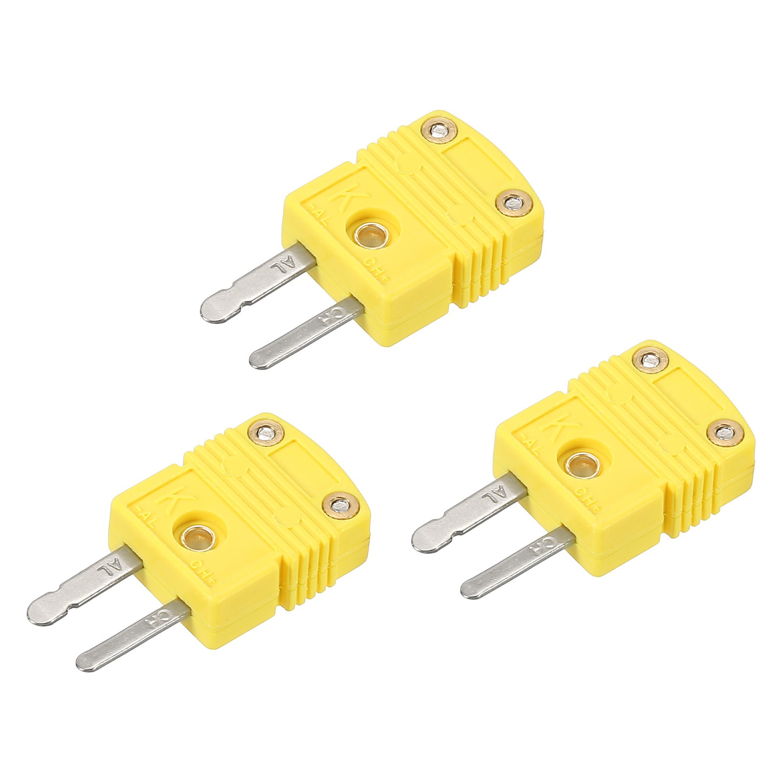 K Type Thermocouple Wire Connectors Male Plug 220°C(428°F) Yellow 3pcs