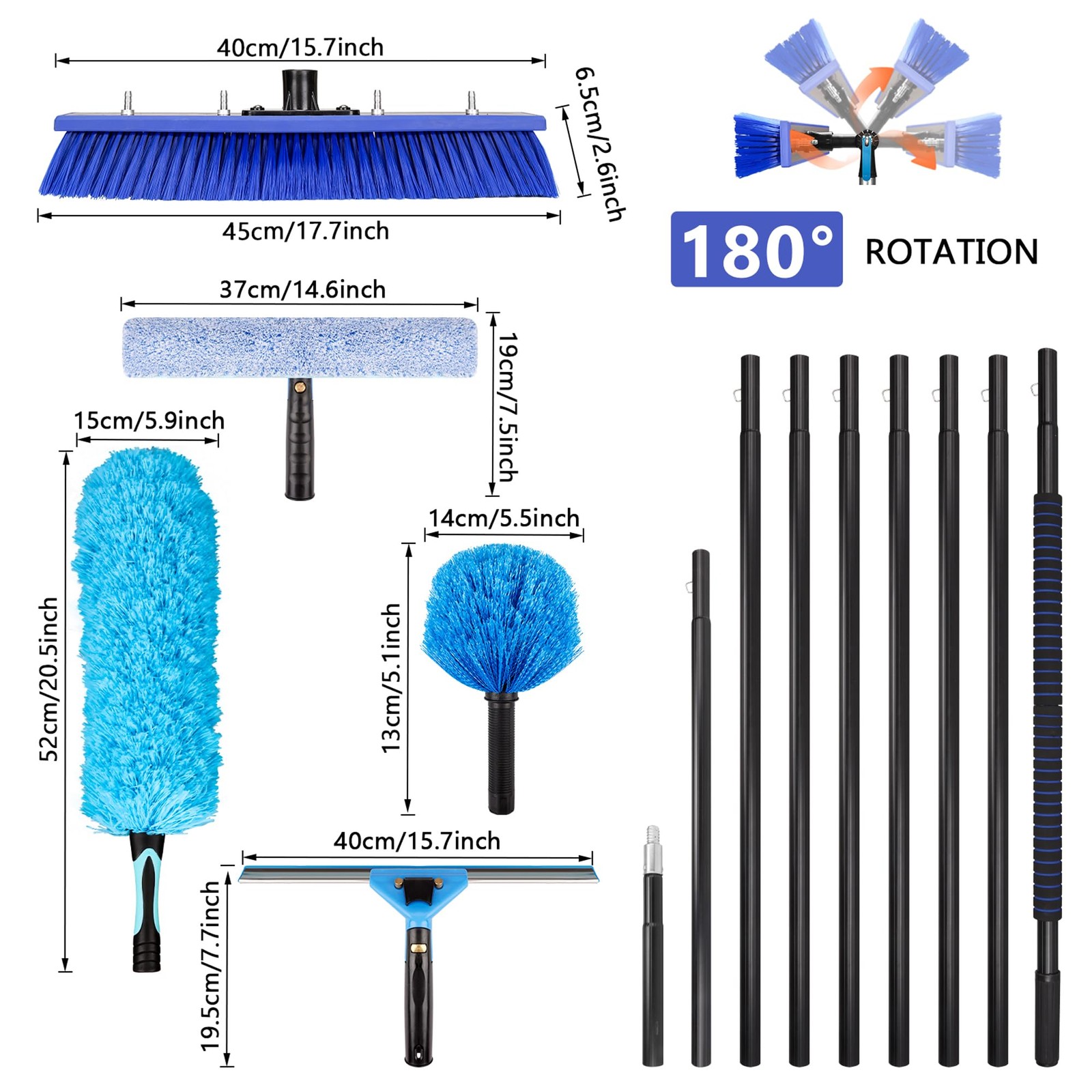 26FT Window Cleaning Brush Kit 4-26ft Adjustable Water Fed Pole Kit Solar Panel