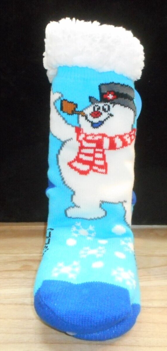 FROSTY THE SNOWMAN COZY FUZZY SHERPA LINED SLIPPER SOCKS WOMEN'S 9-11 NEW