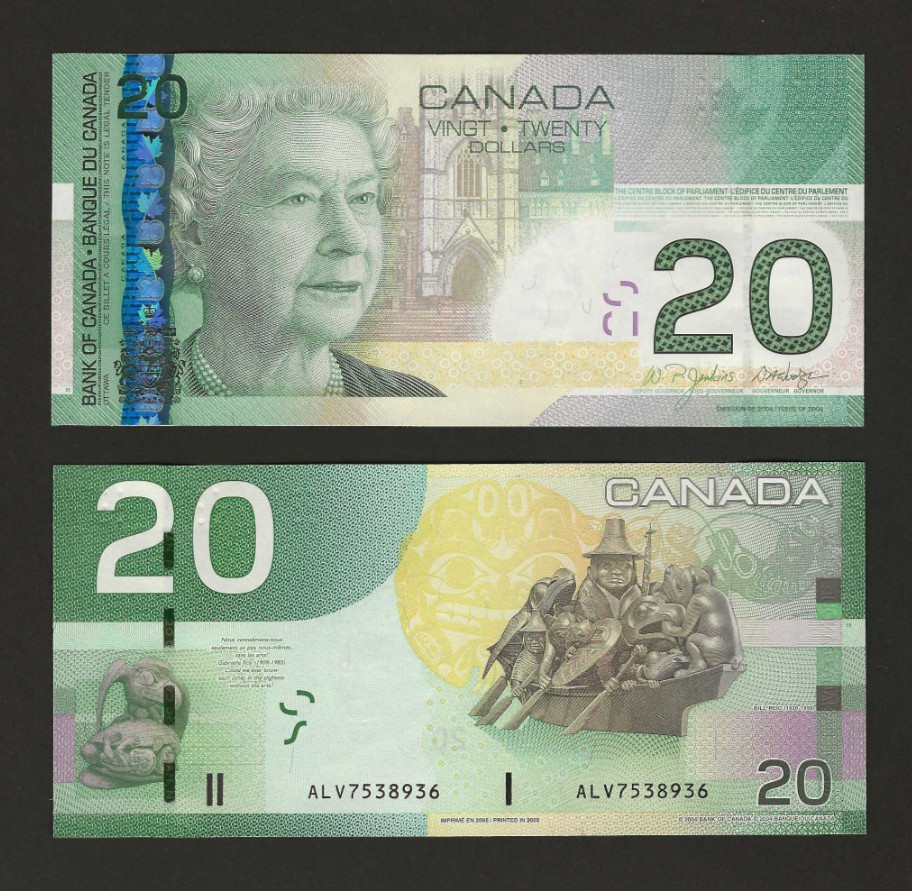 CANADA $20 Dollars 2004 / 2005, BC-64a, Jenkins / Dodge, "ALV". Original UNC