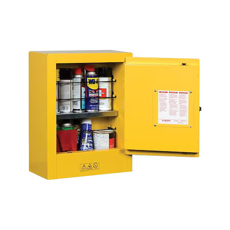 Justrite 890200 Hazardous Material Storage Cabinet, 1 Gal, 1 Shelves, Steel, 17