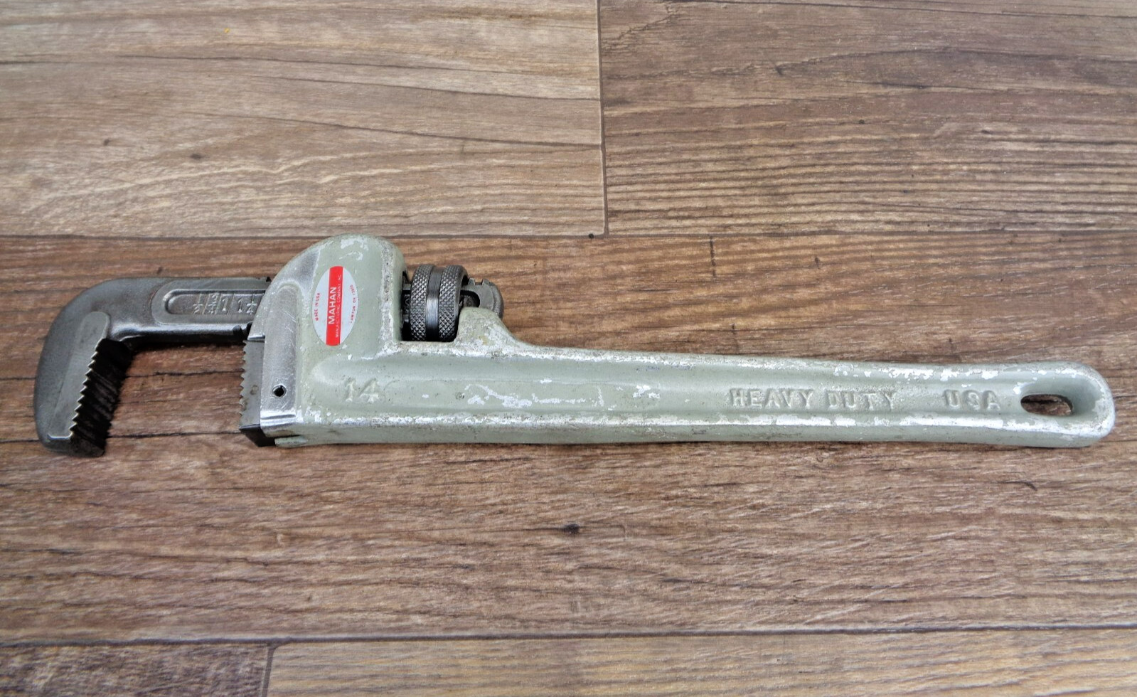 Vintage MAHAN 14" Heavy Duty Aluminum Pipe Wrench - Rare