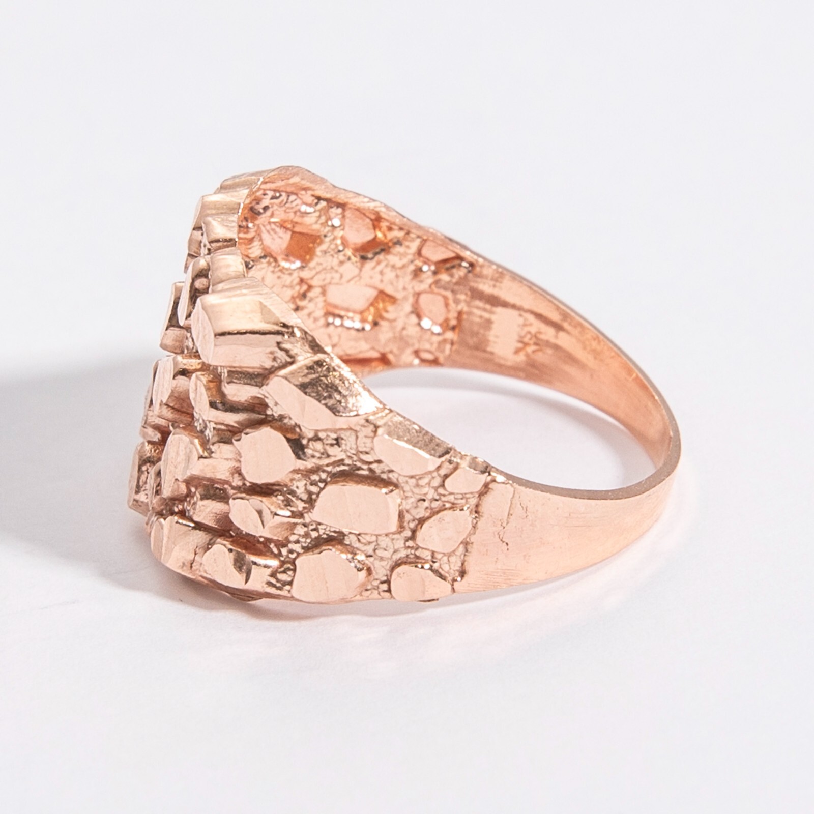 SOLID 14K Gold Large Square Nugget Ring Yellow White Rose Gold