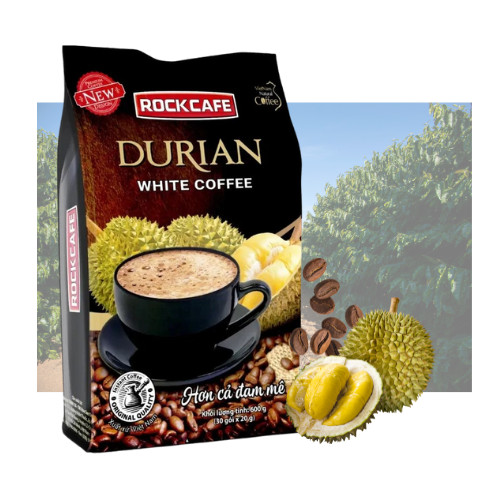 RockCafe Durian White Coffee Ca Phe Sau Rieng 30 packets per Bag - USA Seller