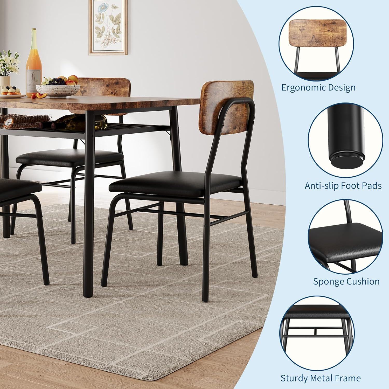 Dining Table for 2 with Storage Rack, Small Kitchen Table for 2 with Metal Frame