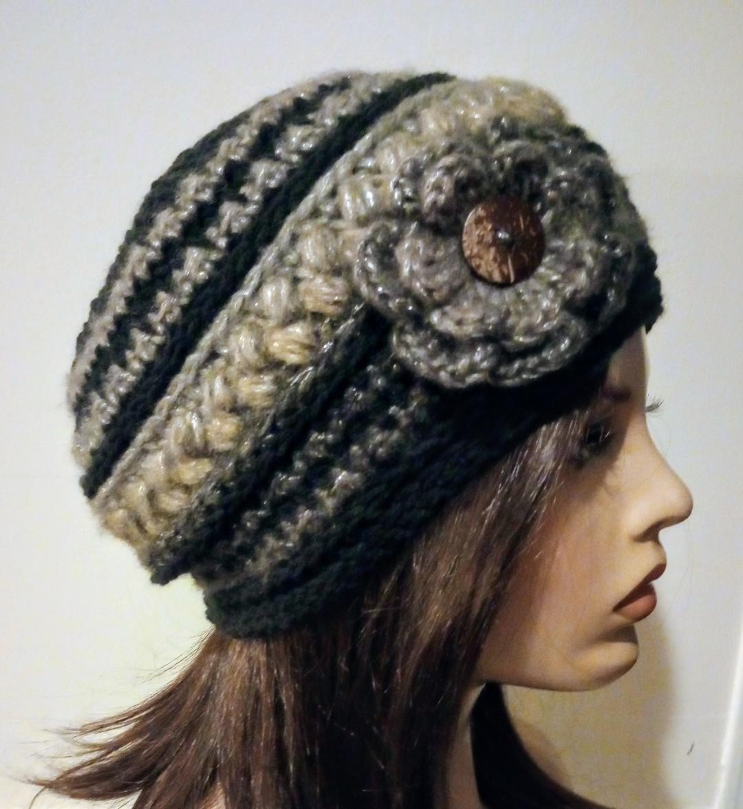 crochet handmade womans flower hat beanie starry night puffs new