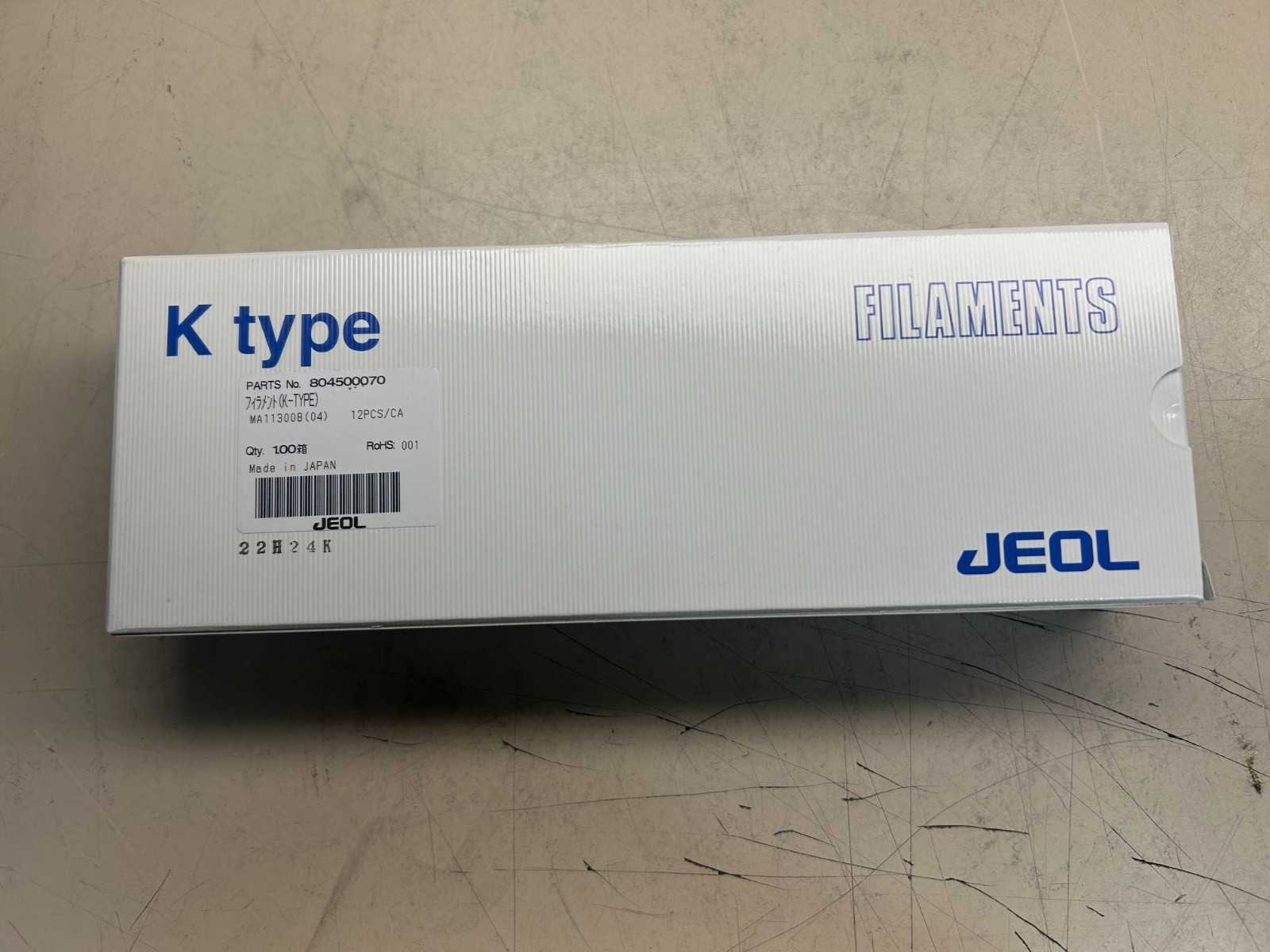 JEOL 804500070 K type Filaments MA113008 - New - Box w/12 pieces