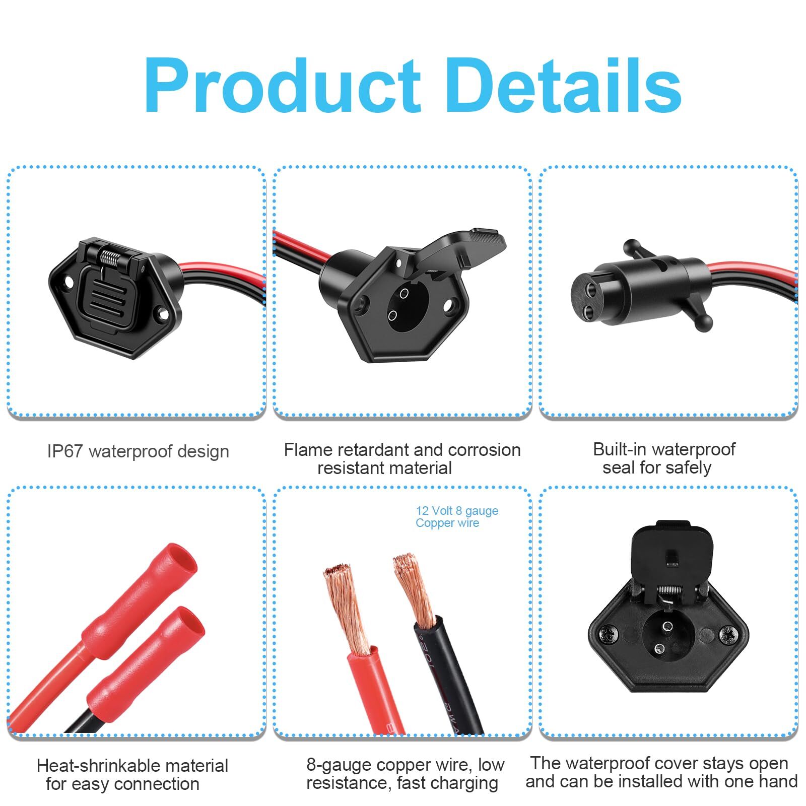 Trolling Motor Plug,Professional Waterproof Trolling Motor Plugs 12V-24V
