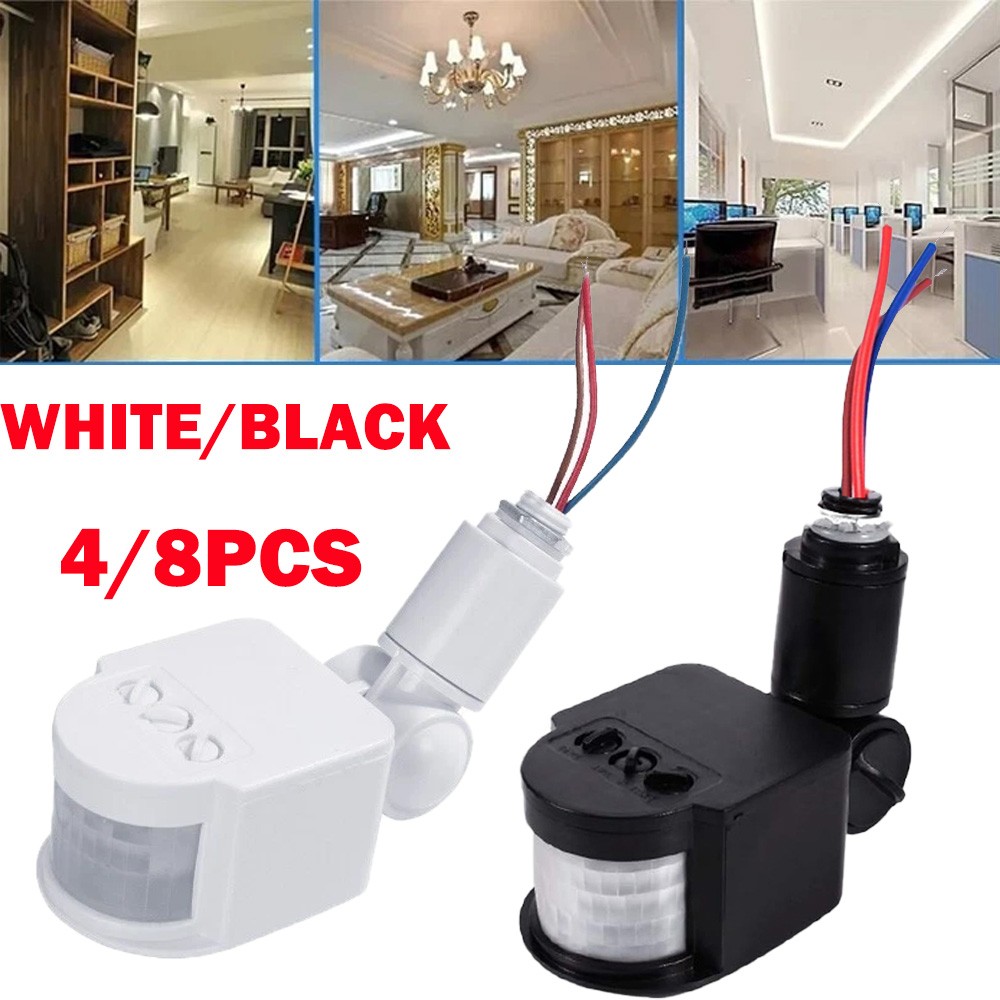 4/8x DC12V 180° LED Auto Infrared PIR Motion Sensors Detector Wall Light Switch