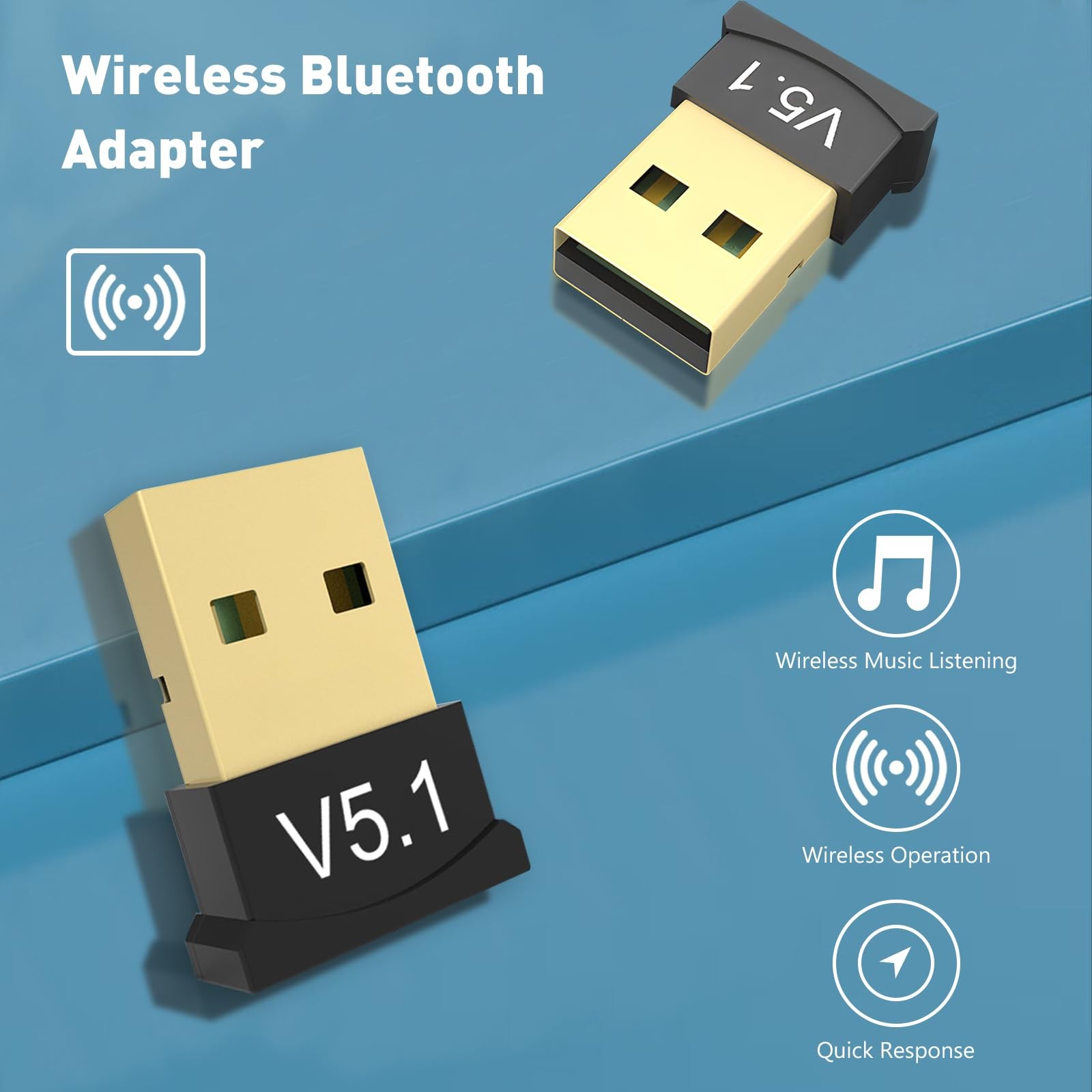 2 Pack Bluetooth 5.1 EDR USB Adapter for PC Receiver - 2Pack-BT5.1
