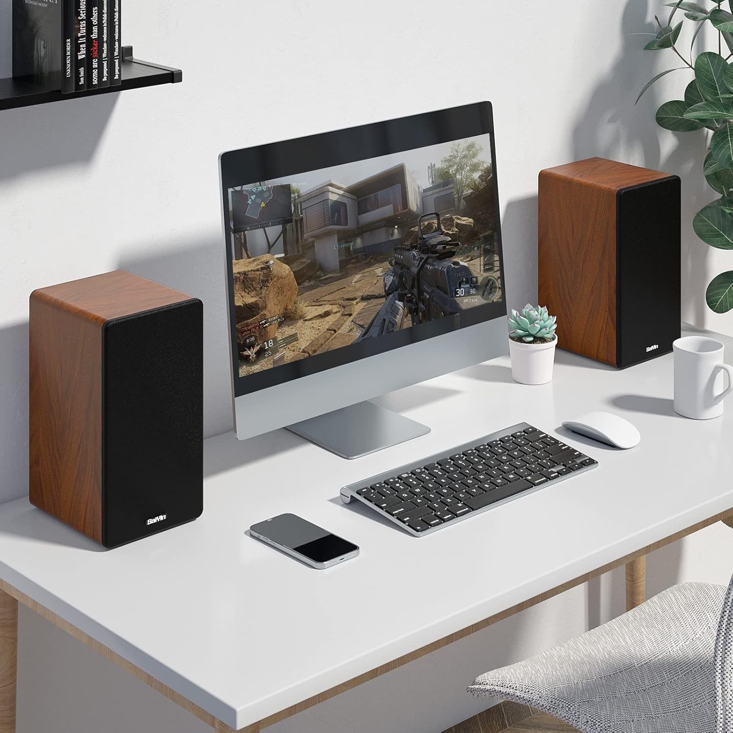 Dynamic Bluetooth Bookshelf Speakers with Remote Control & Subwoofer Output